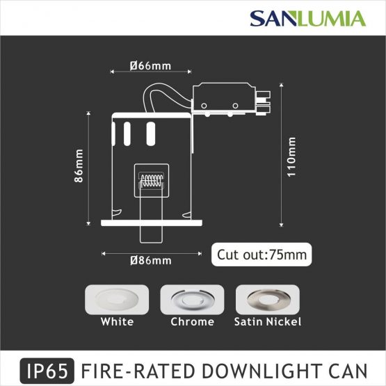 4 X Sanlumia LED Fire Rated Downlight Can GU10 Recessed Ceiling Twist & Lock Interchangeable Downlight IP65 SatinNickel - Image 4