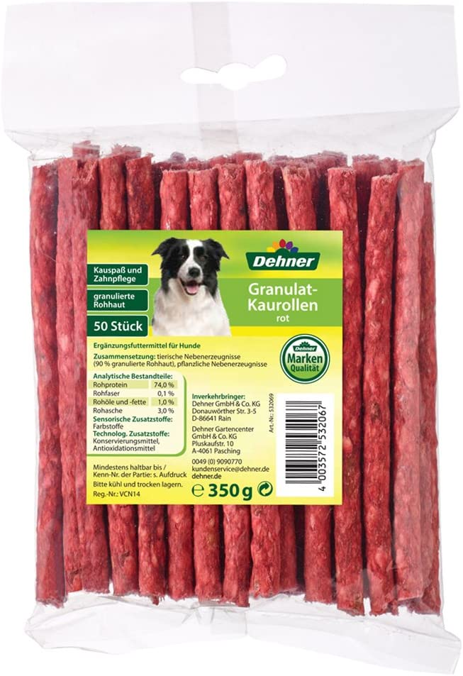 Dehner Dog Snack KAUROLLEN Red Dog Chew (50 Pieces), 350 g (Pack of 1)