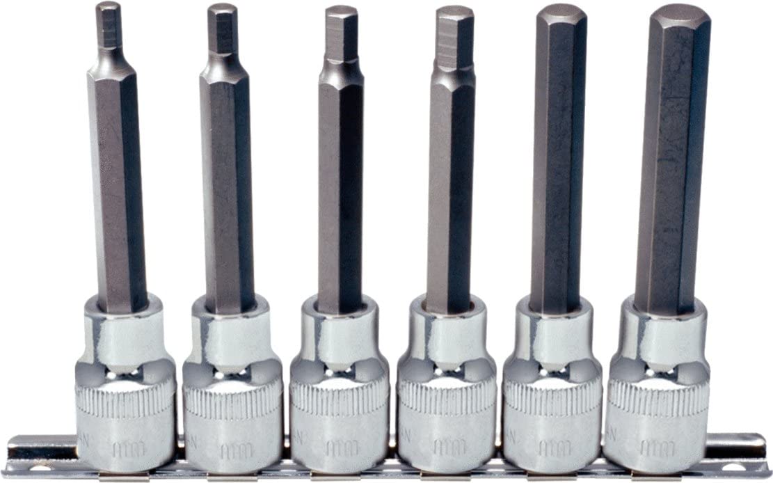 KS Tools 918.1336 Chrome Plus Hex Bit Socket Set Long (6 Pieces), Variety pack