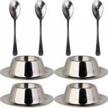 Stainless Steel Egg Cup Holder Set with Spoon for Soft Boiled Egg Holder Tableware Kitchen Tools