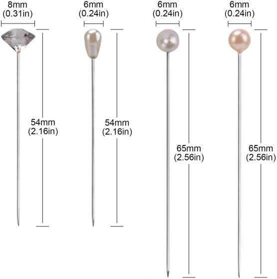 AIEX 320Pcs 4 Styles Pearl Head Pins Crystal Head Corsage Pins Straight Head Pins for Banquet Wedding Party Anniversary Decorations - Image 2