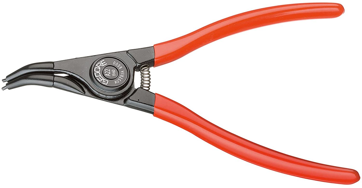GEDORE Circlip pliers for outer circlips With opening spring/finger protection, 45° angled, Tip dia. 1.8 mm, 8000 A 22