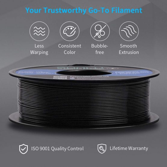 SUNLU Carbon Fiber PLA filament 1kg 1.75mm 3D Printer Filament, Dimensional Accuracy +/- 0.02 mm, 1kg Spool, 1.75 mm, Carbon Fiber Black - Image 2