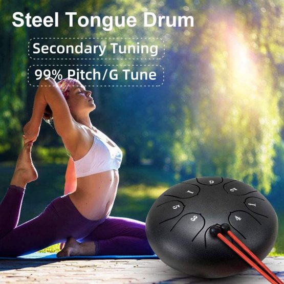 Steel Tongue Drum,8 Notes 6 inch Handpan Drum Percussion Instrument with Carry Bag,Music Book,2 Drumsticks and 6 Finger Picksreal Drum Tank Drum for Yoga Meditation Musical Education - Image 2