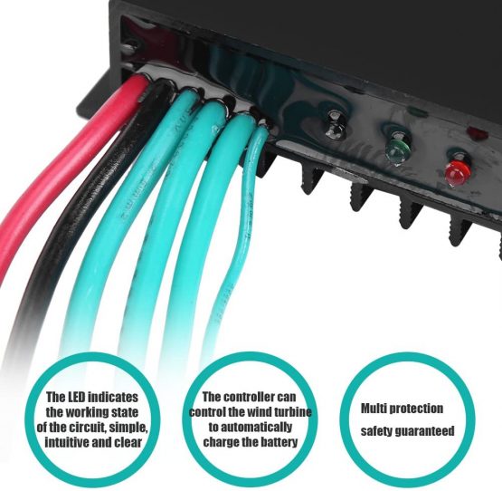 600W Waterproof Wind Turbine Charge Controller 12/24V Auto Wind Turbine Generator Wind Charging Regulator with LED Indicator (12V) - Image 3