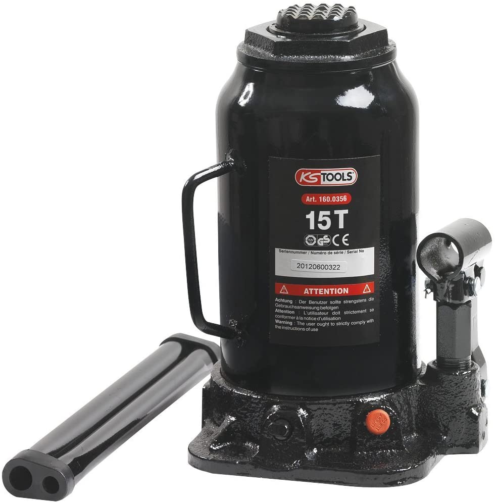 KS Tools 160.0356 15t Hydraulic Bottle Jack, Black
