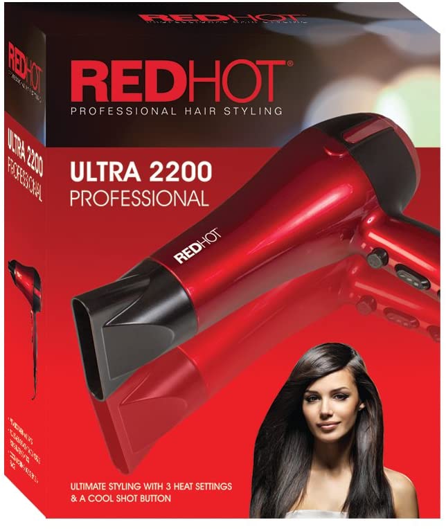 Red Hot 37060 2200W Professional Hair Dryer/Removeable Nozzle / 3 Heat Settings - Image 4