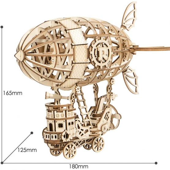 ROBOTIME Wooden Puzzle 3D Jigsaw Mechanical Model Construction Toys Gift for Kids 14 Years Old and Up (Airship) - Image 4