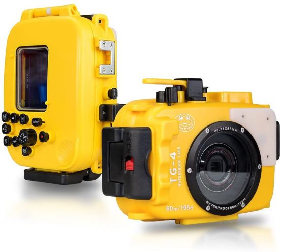 For Olympus TG-3/TG-4 yellow 195FT/60M Sea frogs Underwater camera waterproof diving housing - Image 2