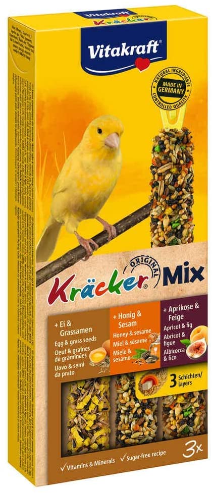 Vitakraft -21229 Kräcker Trio Mix (Egg grass seeds / Apricot fig / Sesame honey) Canaries -80g, Multicolour, 80 g (Pack of 1)