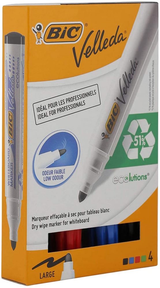 Bic TS-140038 Velleda 1701 Dry Wipe Bullet Tip Whiteboard Marker Pen, Pack of 4 - Image 3