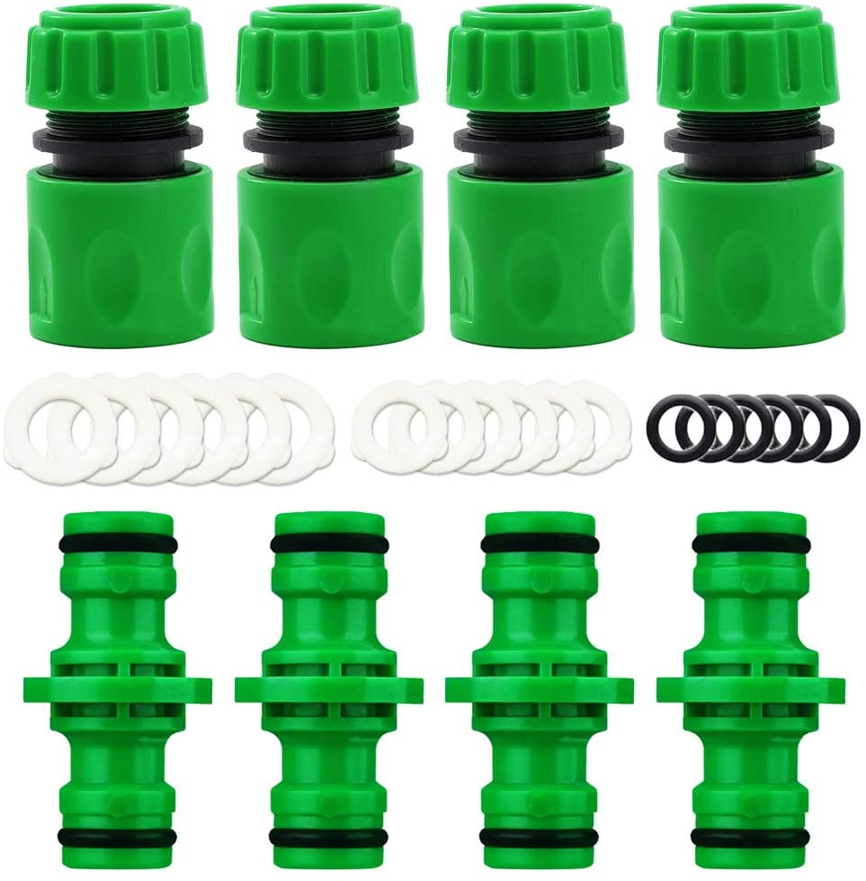 YAAVAAW 8 Pack Garden Hose Connector, Contains 4 Pack Hose End Connector & 4 Pack Double Male Hose Connector Extender