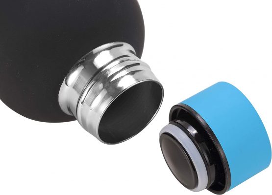 Cressi Unisex's Coated Flask 500 ml Sports Thermal Bottle, Rubber Covered, Black/Blue - Image 3