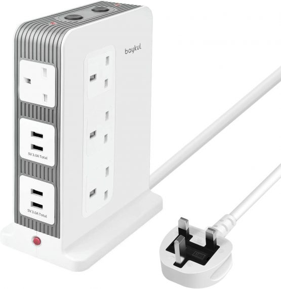 baykul 5M Tower Extension Lead Surge Protected with USB, 10 Way ...