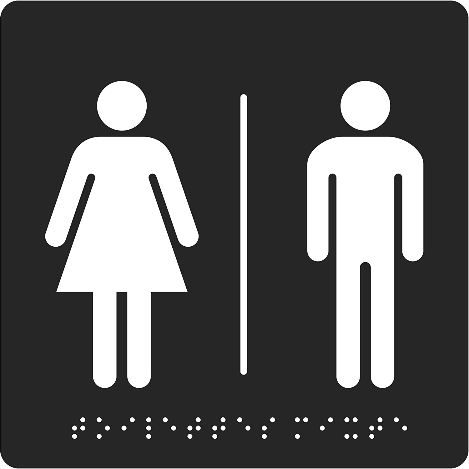 Pavo Braille Men's and Ladies Toilet Door Sign, gray