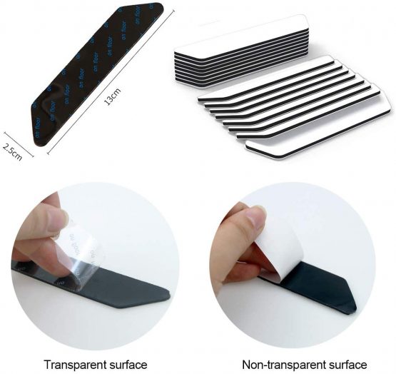 Dokpav 8 Pcs Rug Gripper for Wooden Floors, Reusable Non Slip Rug Underlay Double Side Anti Curling Rug Grip for Hard Floors, Carpet Rug Stickers Anti Slip Rug Grip Tapes to Keep Rug in Places (Black) - Image 3