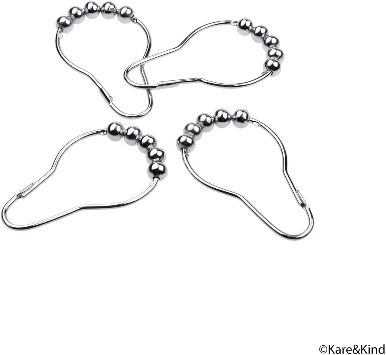Shower Curtain Rings, Set of 12, Friction Free Gliding Rollers, Rust Proof Stainless Steel - Image 4