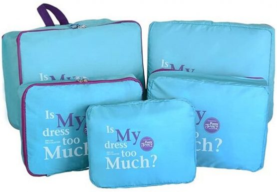 LerBen®5pcs Travel Essential Bag-in-Bag Travel Luggage Organizer Storage Handle Bag Pouch Set Blue