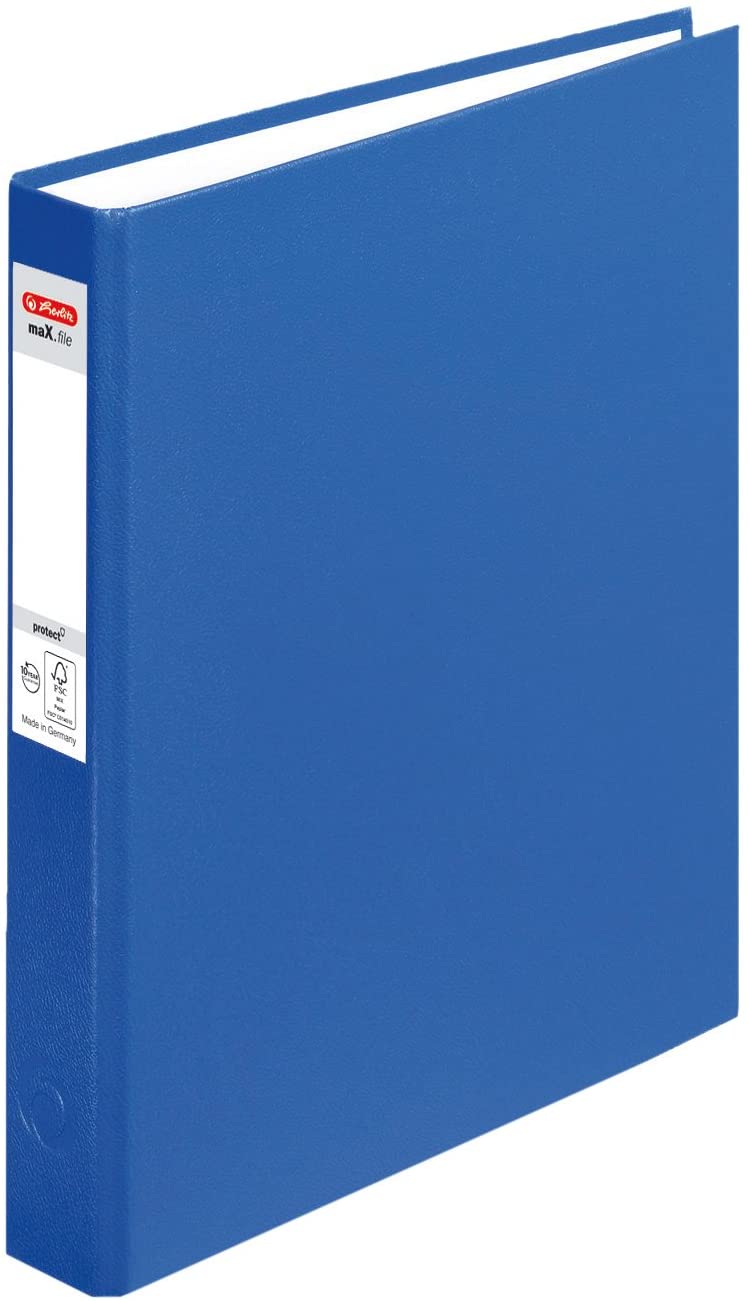 Herlitz max. File Protect A5 Ring Binder - 1 x 2 Ring Mechanism 25 mm Filling Height - Blue Blue