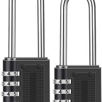 Combination Padlock Long Shackle Lock -BeskooHome 6.5cm Shackle Waterproof 4 Digit Resettable Combination Lock for School, Gym, Outdoor Shed Locker, Hasp Cabinet, Gate - 2 Pack