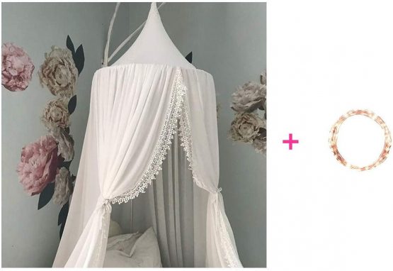 Bed Canopy Round Dome,Mosquito Net,Bed Canopy for Kid‘s Reading Room,Nursery Decorations,Bedroom Decoration (Chiffon Bed Canopy-WhiteNew!)