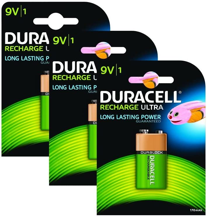 Duracell Rechargeable ultra 9V Battery - Pack of 3, 3 Pack