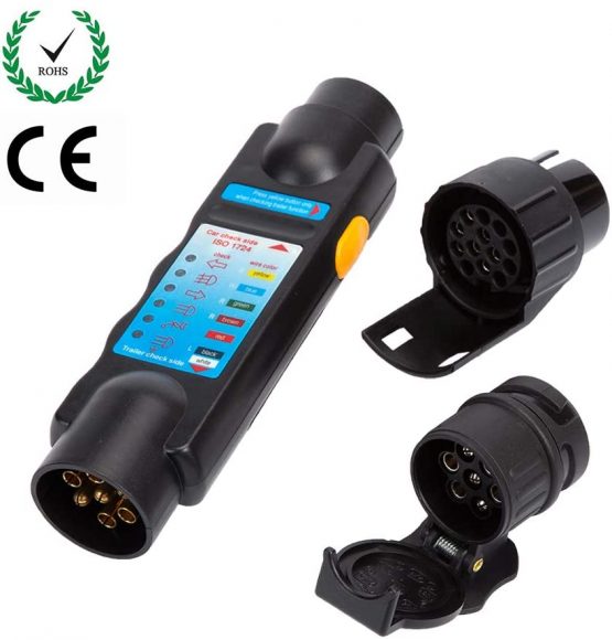 ETUKER 7 Pin Trailer Light Plug & Socket Wiring Circuit Tester, 12V 7 Pin Trailer Light Connector Wiring Circuit Diagnostic Testing Tools, for Caravan/RV/Trailer Light Diagnostic (Tester + Adapter) - Image 3