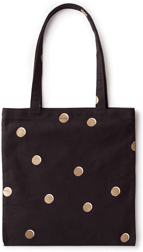 Kate Spade New York Black Canvas Tote Bag with Interior Pocket, Scatter Dot