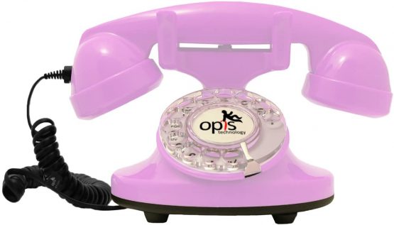 OPIS FunkyFon cable: Rotary dial disc retro telephone in the sinuous style of the 1920s with modern electronic bell (pink) - Image 2