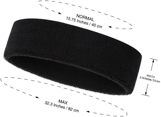 ONUPGO Sweatband Headband for Men & Women - 3PCS Sports Headbands Moisture Wicking Athletic Cotton Terry Cloth Sweatband Sweat Absorbing Head Band - Image 2