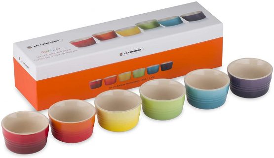 Le Creuset 79134108359030 Set of 6 100ML Mini Ramekin RAINBOW-4C Box, Stoneware, 100 milliliters