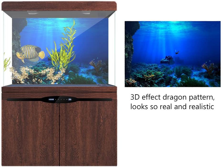 FILFEEL Aquarium Background Fish Tank Decorations Pictures 3D Effect PVC Adhesive Poster Underwater World Backdrop Decoration Paper Cling Decals Sticker (91 x 41cm) - Image 3