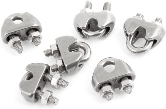uxcell Wire Ropes Clip Cable Clamp, 5/32", Silver Tone, 6 Piece
