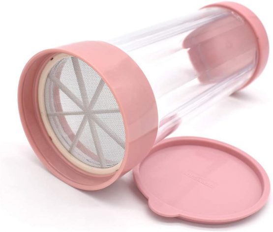 Icing Sugar Shaker,Yueser Stainless Steel Fine-Mesh Flour Sifter/Shaker Bottle for Icing Sugar Flour Chocolate Cappuccino Cocoa,Pink