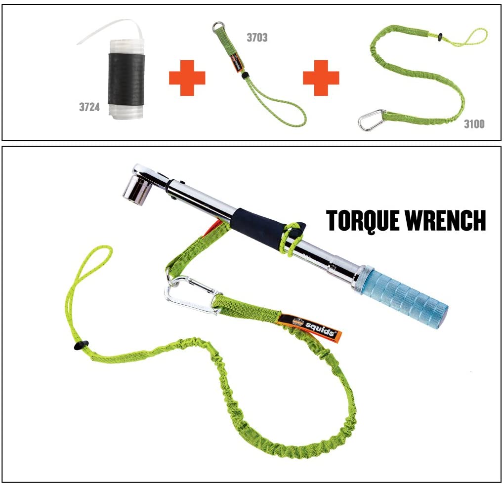 Ergodyne Squids 3100EXT Tool Lanyard with Single Carabiner and Adjustable Loop End, Extended Length, Lime - Image 3