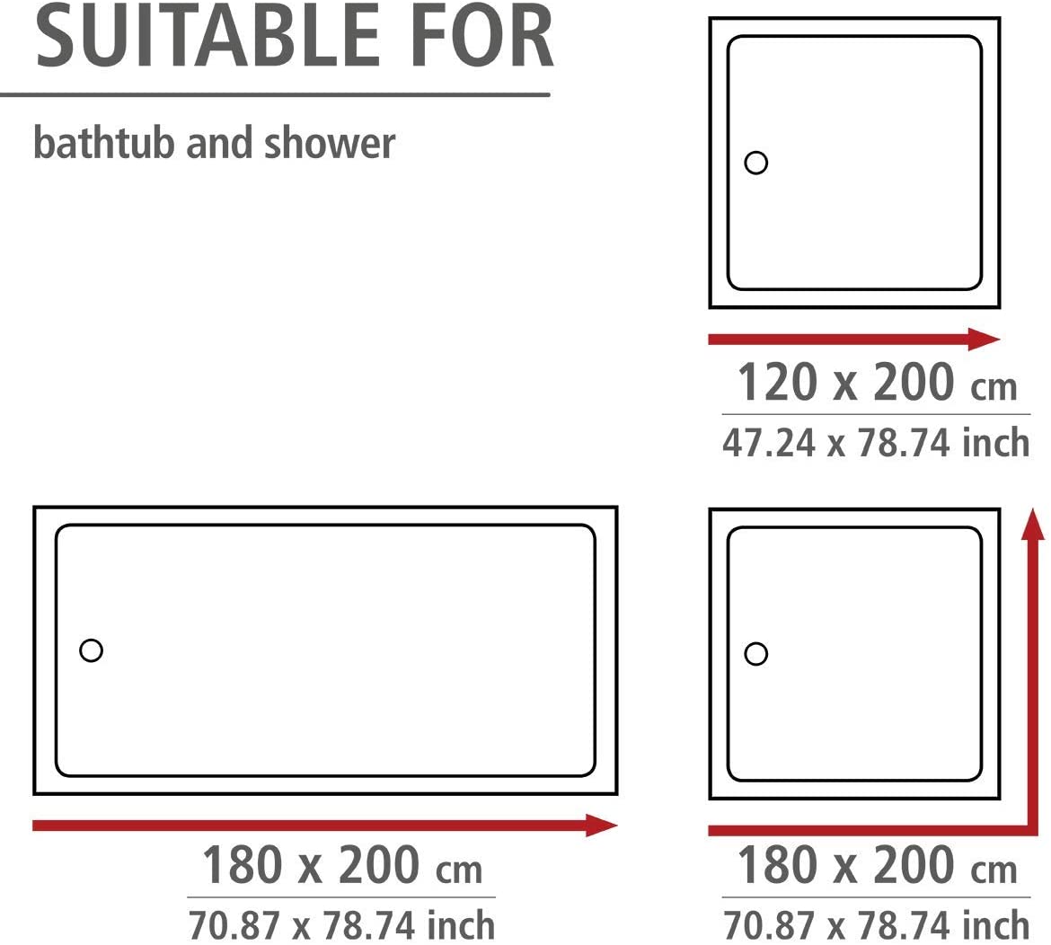 WENKO 20044100 Antimould shower curtain singlecolour Grey antibacterial, washable, Plastic Polyester, Grey - Image 4