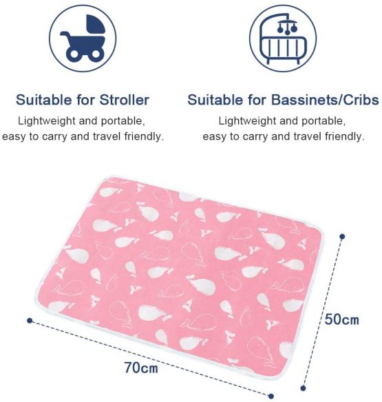 2 Pcs Baby Diaper Changing Pad, ALBOYI Newborns Waterproof Diaper Pad Reusable Nappy Multi Function Washable Mat for Home and Outdoor(Pink/Yellow) - Image 2