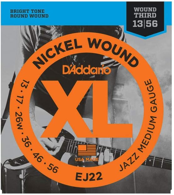 D'Addario EJ22 XL Nickel Wound Jazz Medium (.013-.056) Wound 3rd Electric Guitar Strings