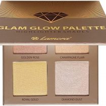 Highlighter Make-up Bronzer Powder Palette - Face Highlighter Makeup Palette Set With Mirror - 4 Highly Pigmented Shimmer Colors For Highlighting And Contouring - Vegan, Cruelty Free & Hypoallergenic
