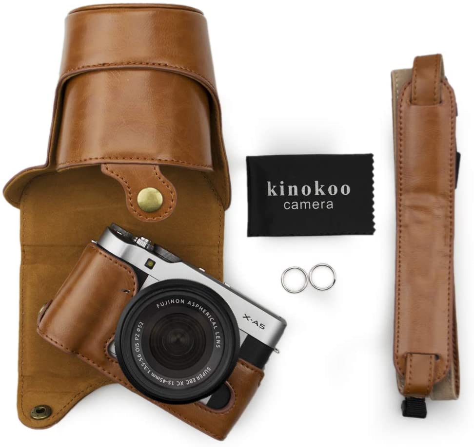 kinokoo X-A3/X-A5 /X-A7/X-A10 Case PU Leather Camera Case for Fuji X-A3/X-A5 /X-A7/X-A10 with 16-50mm Lens Camera and Adjustable Shoulder Strap (Brown)