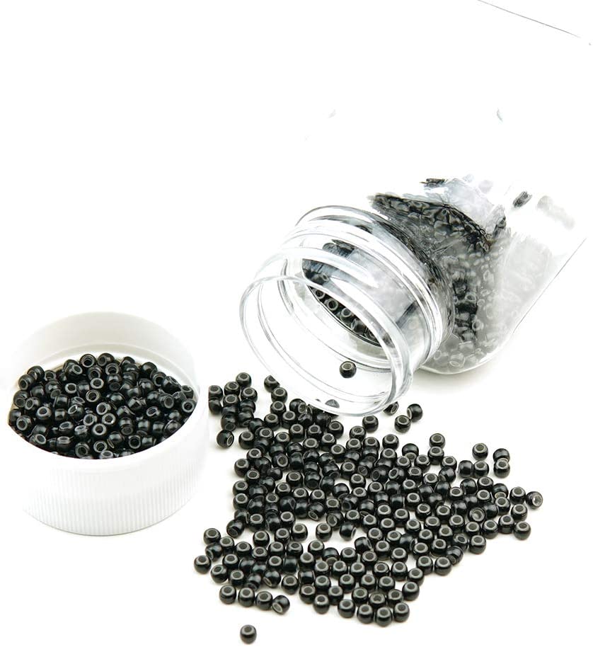KOCONI 1000 Pcs Nano Rings 3mm Hair Extension Beads Silicone Lined #1 Black, Nano Silicone 1000 PCS - Image 3