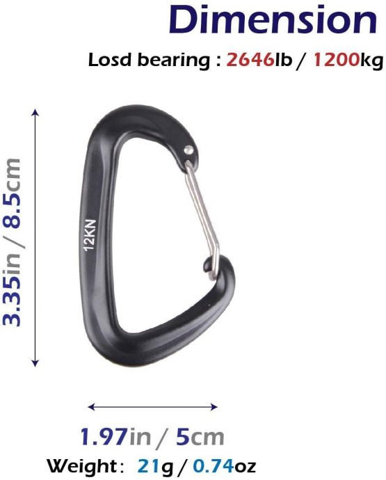 TRIWONDER 12KN 25KN Wire Gate Carabiners Screwgate Carabiner Aluminum Heavy Duty D Shape Climbing Carabiners for Hammock Camping Hiking - Image 2
