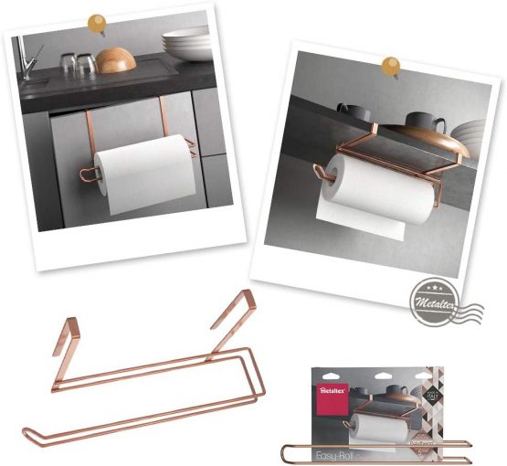 Metaltex 'Easy Roll' Undershelf Kitchen Paper Holder, Polytherm Copper, 35 x 18 x 10 cm - Image 4