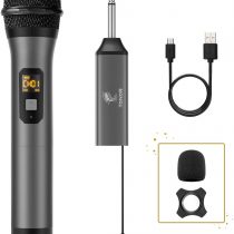 Wireless Microphone, TONOR UHF Metal Cordless Handheld Mic System with Rechargeable Receiver, 1/4” Output for Amplifier, PA System, Singing Karaoke Machine, 200ft (TW-620)