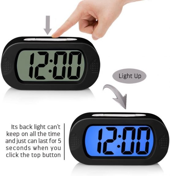 ZHPUAT Colorful Light Digital Alarm Clock with Snooze, Simple Setting