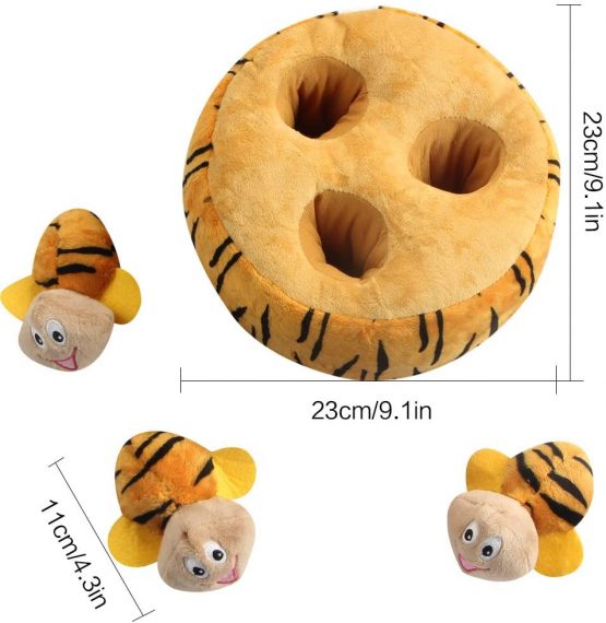 IFOYO Squeak Dog Toys, Large Durable Hide and Seek Puzzle Plush Interactive Dog Toys for Large Medium Small Dogs, Pets, Christmas Dog Toy, Yellow - Image 2