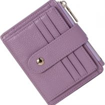 BTNEEU Men Women Leather Credit Card Holder RFID Blocking Slim Leather Wallet, Minimalist Card Holder Small Wallet with Coin Pocket, Thin Front Pocket Wallets with 9 Card Slots (Purple)