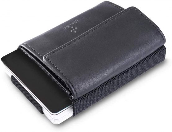 Pocket1 Clip Coin Compartment - Fast Card Slot - Slim Wallet Black I up to 14 Credit Cards