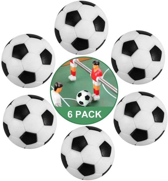 ZAWTR Table Football Balls 32mm, 6 Pcs Mini Table Soccer Replacement Balls, Table Fussball Balls ideal for Kids Adults Football Table Game Supplies (Black and White)