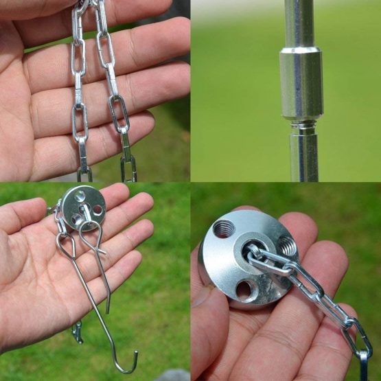 inherited Outdoor Cooking Tripod(Silver), Adjustable Foldable Hanging Portable Tripod for Cooking, Drying Clothes, Pot Roast, Grilling Outdoor Picnic Camping BBQ Cooking Hanger with Storage Bag - Image 3